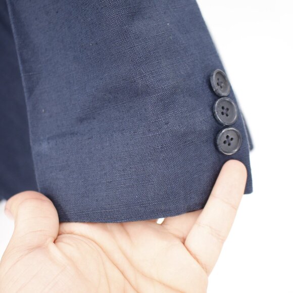 Studiosuits Sport Coat Men 42R Unstructured Linen Peak lapel Patch pockets blue - Picture 2 of 13